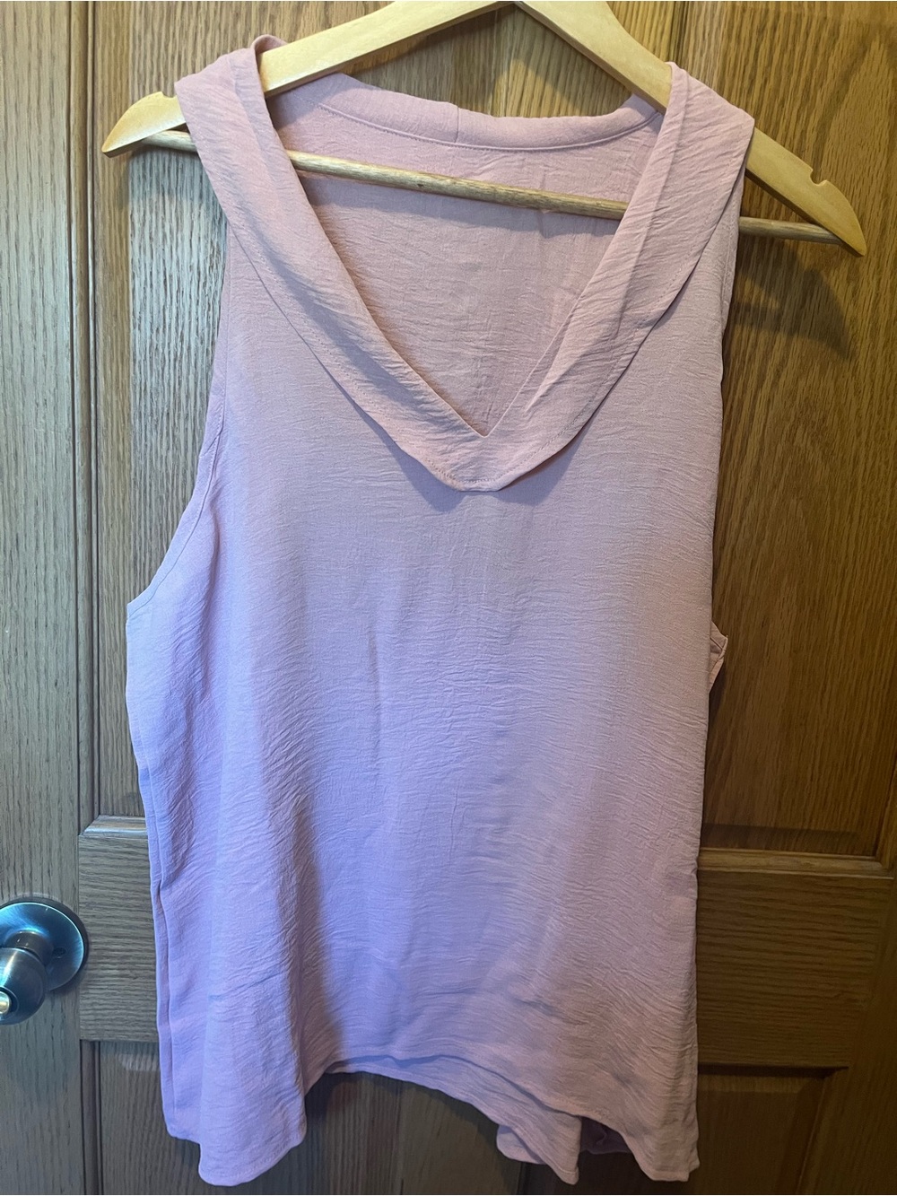 Sleeveless V-Neck Pink Women's Top and pants.